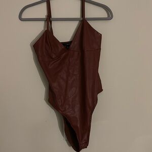 Forever 21 Maroon Leather Bodysuit (Large)